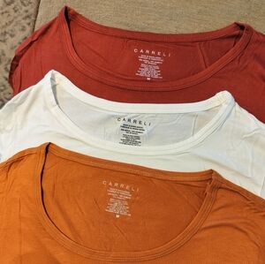 Pack of 3 Carreli Jeans Essential Crew Neck Tops with Long Sleeves. Size M